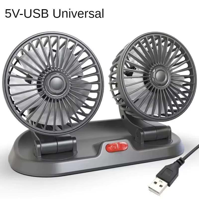 EAFC USB-Mini-Autoventilator mit Doppelkopf und 360 Grad Einstellung, tragbarer Luftkühlungsventilator für 5V 12V 24V Fahrzeuge - Bild 3