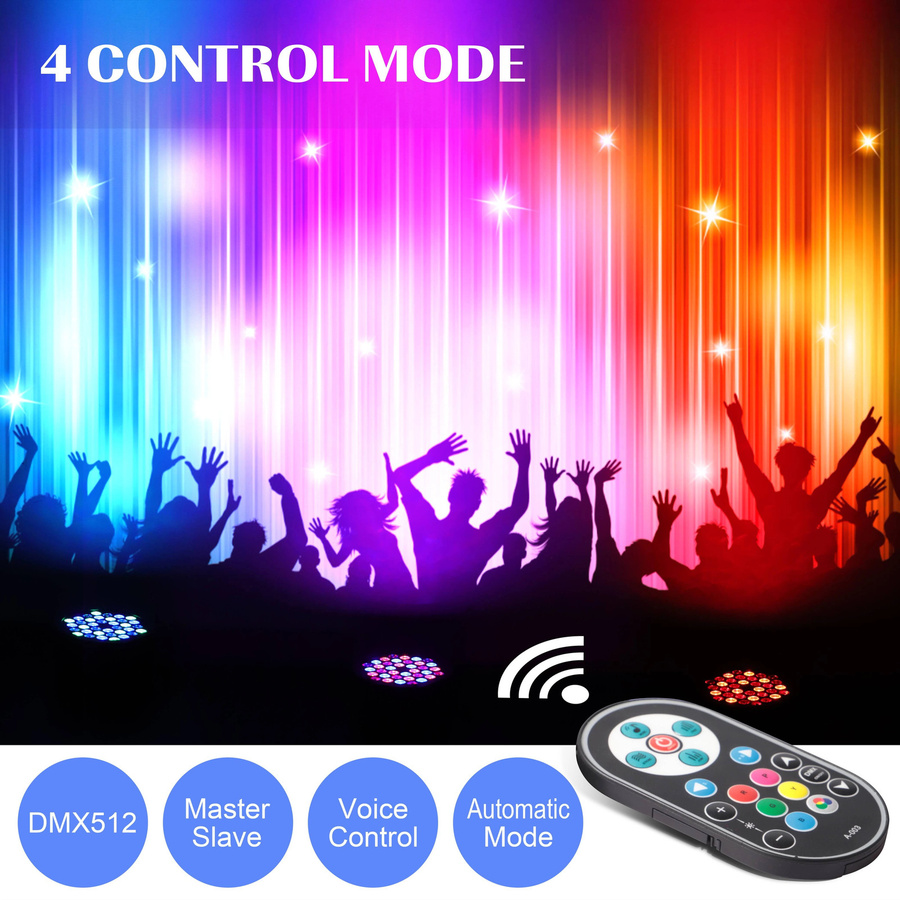 U'King 2er-Set RGB DMX LED Party-Beleuchtung mit 36 LEDs für DJ, Disco und Hochzeit in Schwarz - Bild 4