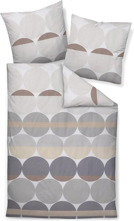 Janine Unisex Bettwäsche aus Mako-Satin Baumwolle mit Reißverschluss in Grau und Sand, B: 135 cm, L: 200 cm