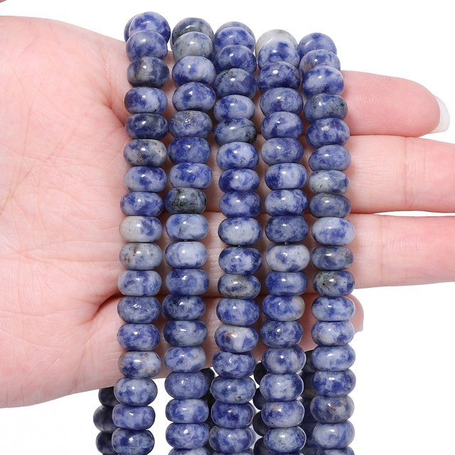 xilitata Perlen Blue Dot Jasper, 5x8mm, 15'' - Bild 1