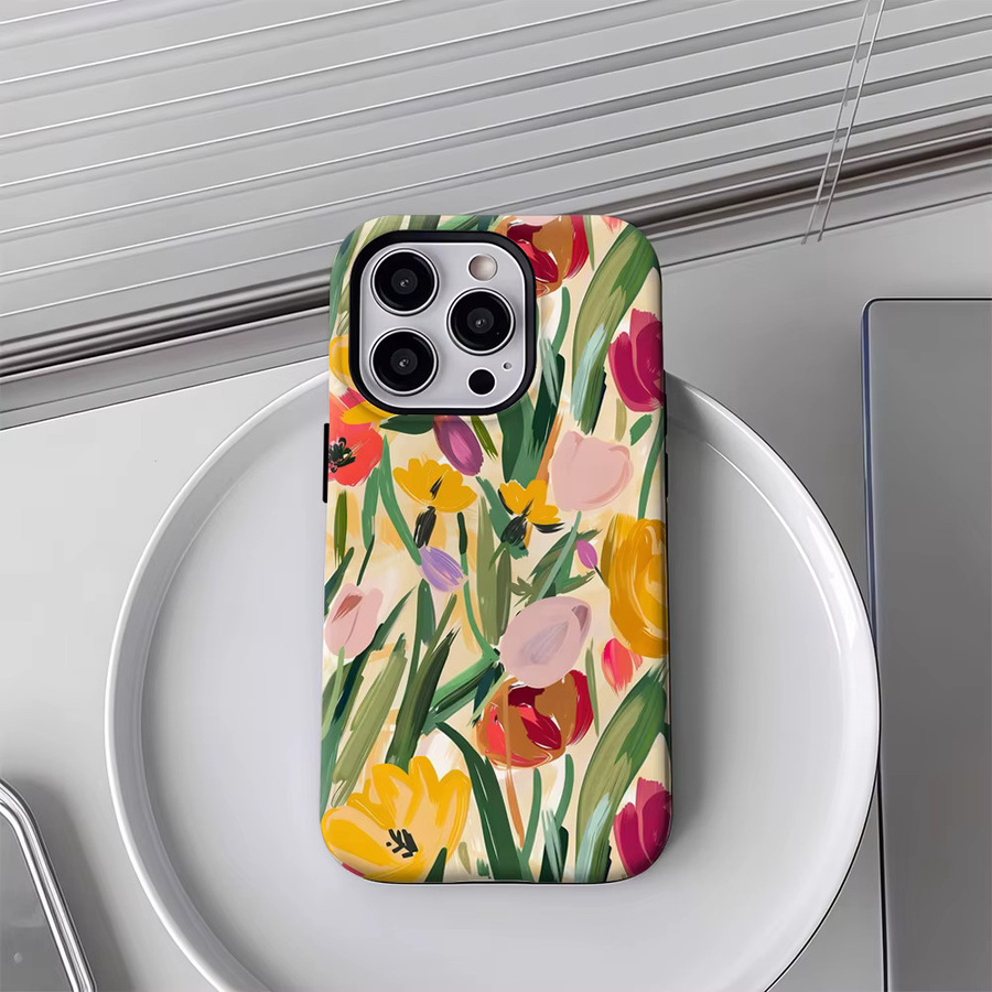 Robuste Tulpen-Kunst Handyhülle von Potdemiel für iPhone 17 16 15 14 13 Pro Max Plus mit Magnetfunktion, Multicolor - Bild 4