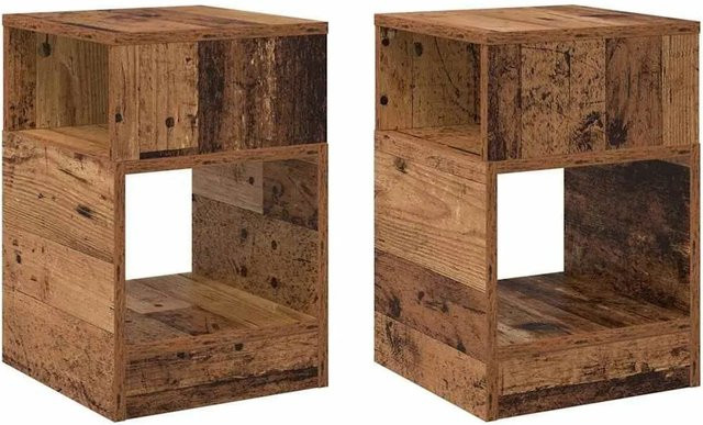 vidaXL Beistelltisch Set aus 2 Stück in Altholz Optik, modern, braun, B/T/H: 30,5 x 30 x 45 cm - Bild 1