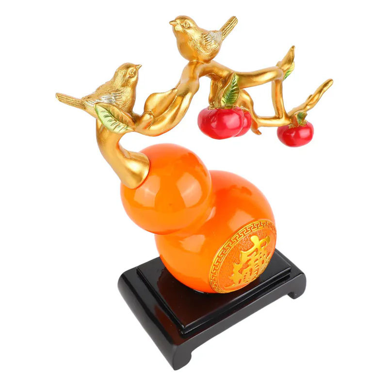 GoolRC Feng-Shui Kürbis-Statue aus Kunstharz in Orange als dekorativer Glücksbringer für dein Büro oder deinen Schreibtisch - Bild 5