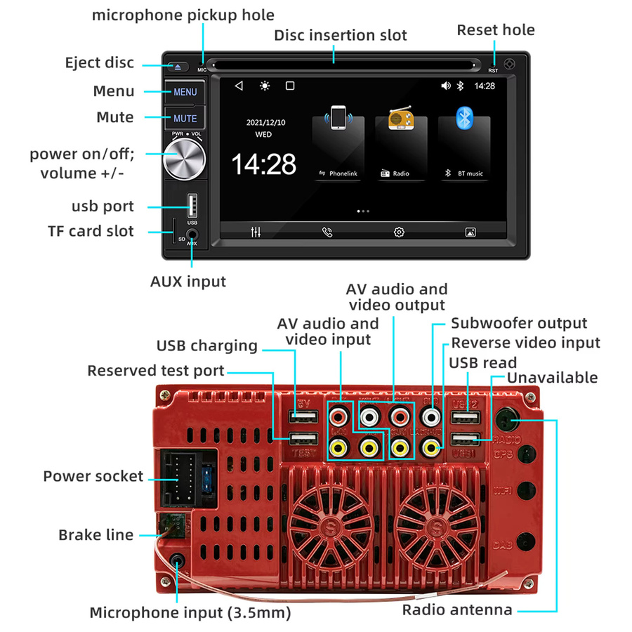ESSGOO Autoradio mit 6.2 Zoll 2 DIN Touchscreen, Apple CarPlay, Android Auto, Bluetooth, CD/DVD, USB und FM/RDS in Schwarz - Bild 6