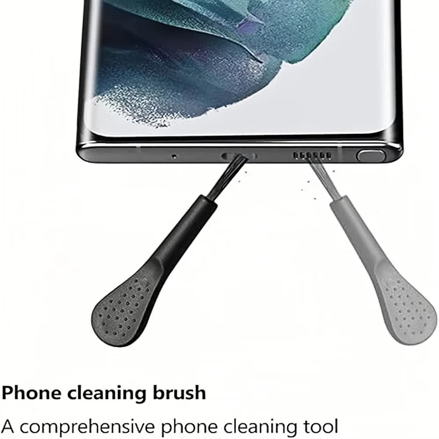 4-teiliges USB-C Staubschutz-Set in Silber mit Reinigungsbürste und Anti-Staub-Abdeckkappen für Samsung und alle USB-C Smartphones - Bild 4