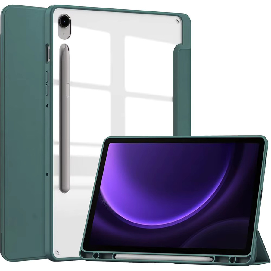 Samsung Schutzhülle für Galaxy Tab S10 Lite, S10 FE und S9 FE mit transparenter Rückseite und Auto-Schlaf-Wach-Funktion in Blau und Grün - Bild 6