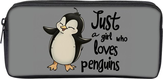 Einschichtiges Federmäppchen mit Pinguin-Aufdruck in Grau aus Polyester für Kinder - Bild 1
