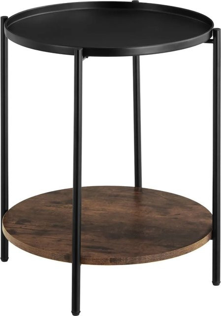 tectake Beistelltisch Sunderland Industrial Style rund aus Holz und Stahl in Dunkel, B/T/H: 45,5 x 45,5 x 54,5 cm - Bild 2