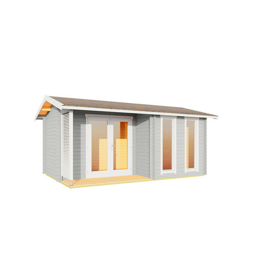Lasita Gartenhaus Riverside aus Fichtenholz mit Satteldach in Lichtgrau, B/T/H: 480 x 300 x 250,8 cm - Bild 3