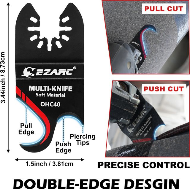 EZARC Multitool-Hakenmesserklingen als oszillierende Sägeblätter für weiche Materialien wie PVC, Teppich und Karton - Bild 1