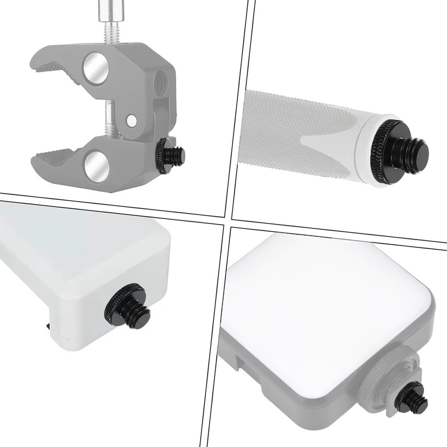 EXSKOF Stativschraubenadapter 3/8 Zoll Stecker auf 1/4 Zoll Außengewinde in Schwarz als Doppelkopfbolzen-Konverter für Kamerahalterungen, Licht und Einbeinstative - Bild 5
