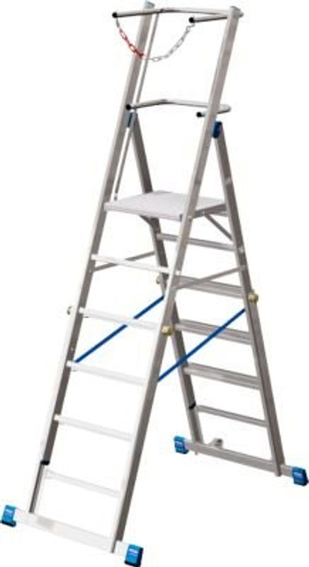 Krause Teleskop-Plattformleiter in Silber, rollbar, Höhe: 260 cm - Bild 2