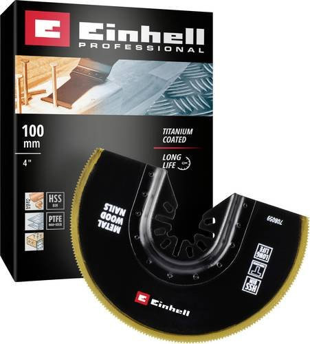 Einhell Bimetall Sägeblatt für Stichsägen mit Titanbeschichtung, Halbrund, Ø 100 mm, Gold, für Metall, Holz und Kunststoff - Bild 3
