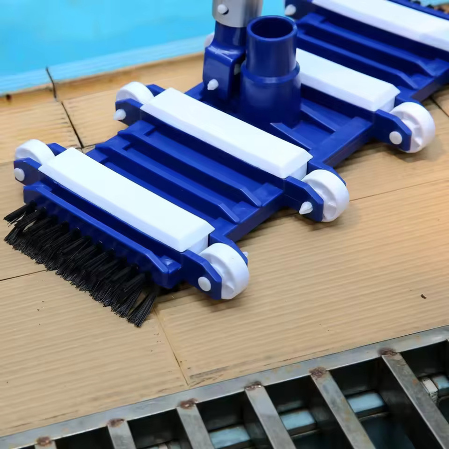 Hochleistungs-Poolreinigungskopf mit Seiten- und Bodenbürsten in Blau, gewichteter flexibler Vakuumkopf mit Kunststoffgriff - Bild 5
