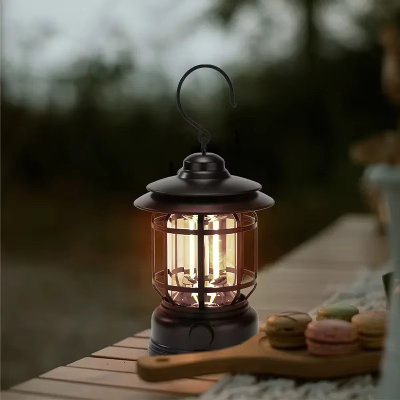 ESMARTER LED Camping Laterne in Grün und Schwarz mit warmweißem Licht und zwei Beleuchtungsmodi, batteriebetrieben für Outdoor und Indoor - Bild 5