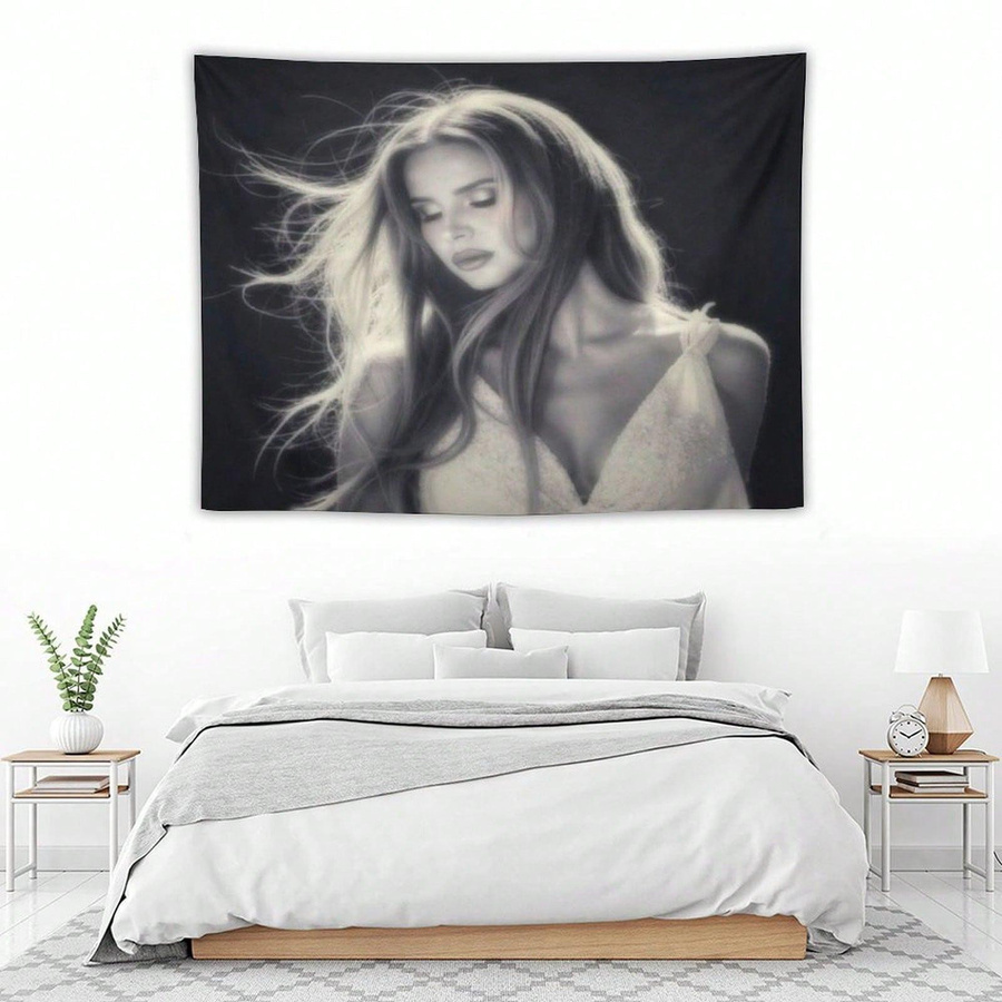 Lana Del Rey Vintage Porträt Wandteppich aus Polyester, bunter Wandbehang für dein Zimmer, Breite: 40 cm, Höhe: 60 cm - Bild 4