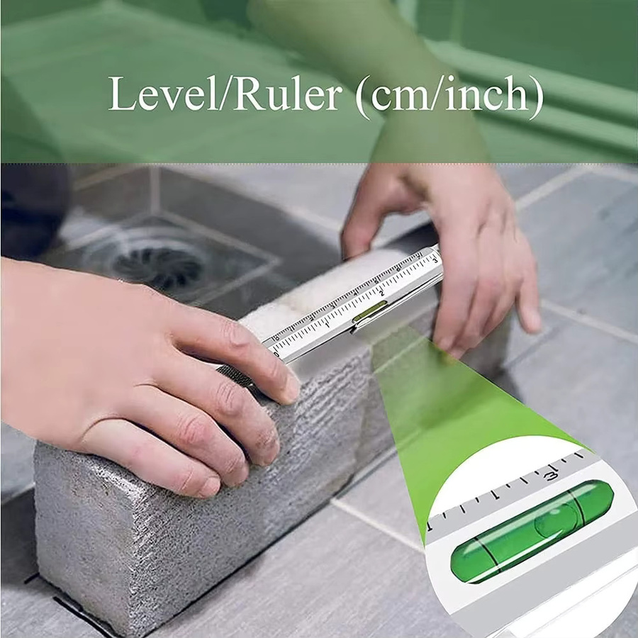 7-in-1 Multifunktions-Kugelschreiber aus Metall mit blauem Tintenrefill, Touchscreen-Stylus, Schraubendreher, Lineal und Nivelliergerät - Bild 4