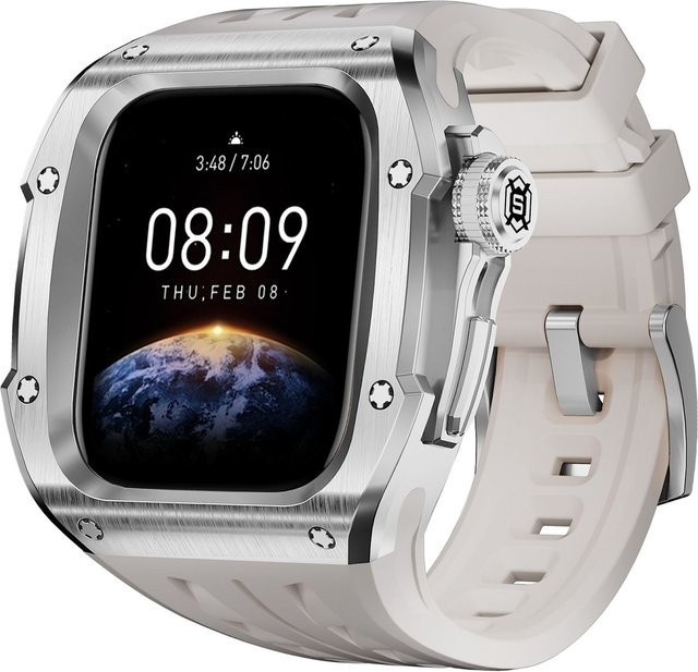 Wigento Uhrenarmband für Apple Watch Series 10, 46mm, Silikon, Silber - Bild 1
