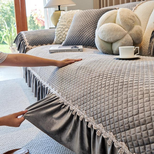 Rutschfester Flanell Sofabezug in Grau, universelles Couchkissen im modernen Design, B/H: 90 x 70 cm - Bild 1