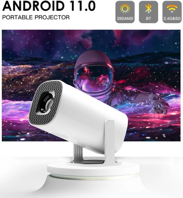 TOPSION Android 11 Mini-Projektor in Weiß mit WiFi6 und Bluetooth für dein Heimkino und Outdoor-Erlebnis in HD-Qualität - Bild 1