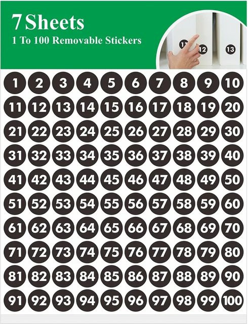 700 runde Nummernaufkleber 1-100, schwarze Vinyl-Klebeetiketten aus Kunststoff zur Markierung, Durchmesser: 7,0 mm - Bild 1