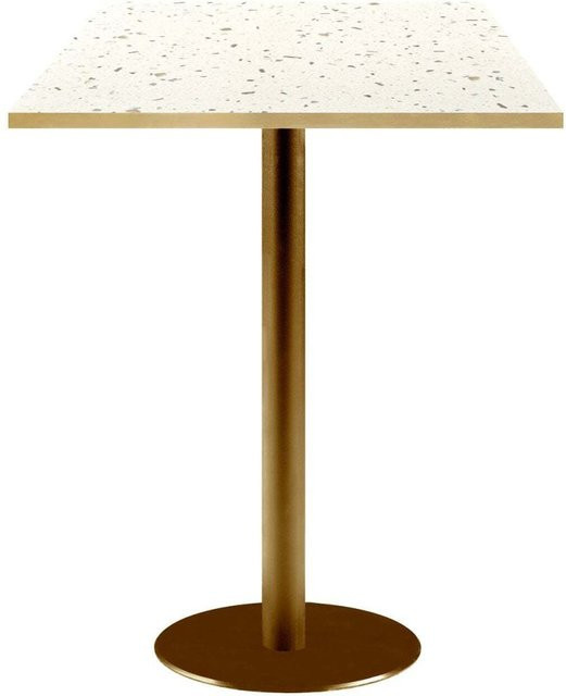 RestooTab Stehtisch Rome quadratisch mit Terrazzo Platte und goldmetallic Gestell, B/T/H: 60 x 60 x 113 cm - Bild 1