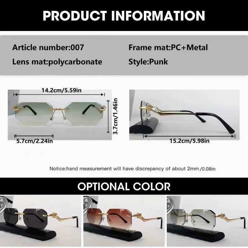 OCYCO Sonnenbrille, randlos, Rechteck, Metall, Unisex - Bild 2