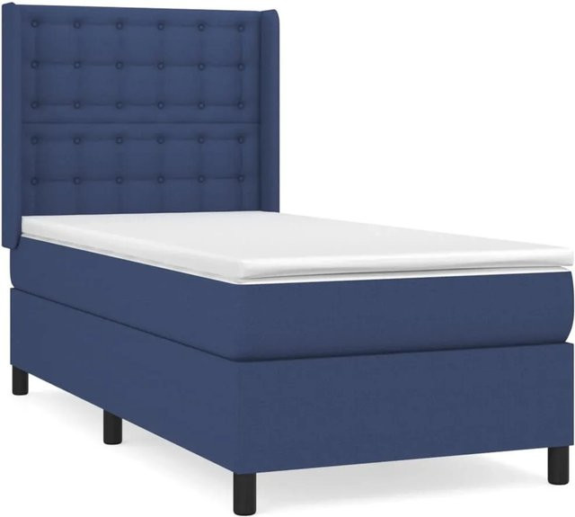 vidaXL Boxspringbett mit Matratze Hybrid-Design in Blau und Weiß, B/T: 100 x 200 cm - Bild 1