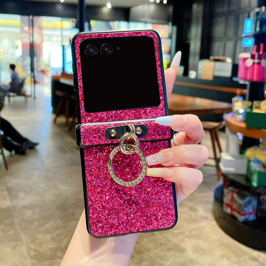 Glitzernde Motorola Moto Razr Handyhülle mit künstlichem Diamant-Ringhalter in Grün - Bild 2