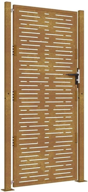 vidaXL Gartentor aus Cortenstahl in Braun mit quadratischem Design, B: 110 cm, H: 180 cm - Bild 1