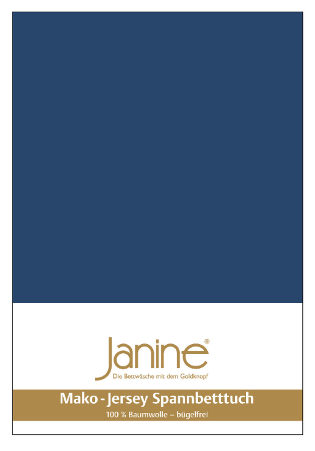 Janine Mako Jersey Spannbetttuch Bettlaken aus Baumwolle, Farbe: Marineblau, B/T: 90 x 190 cm - Bild 1