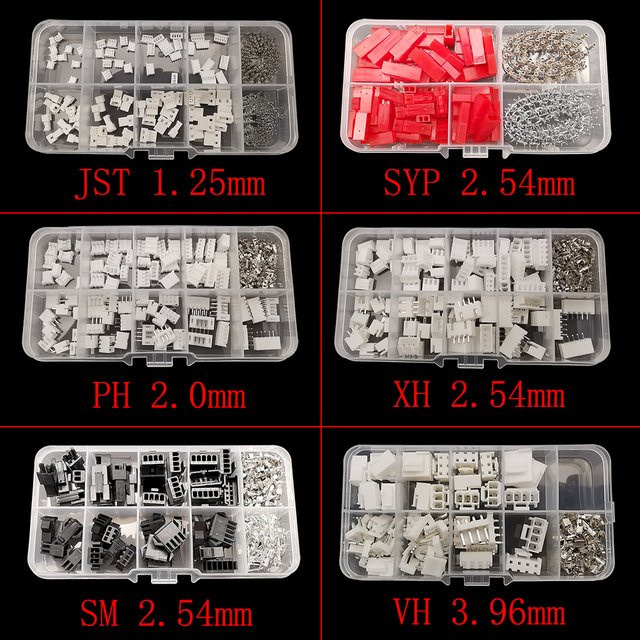 JST Anschlussstecker Set mit Gehäuse und Terminals in Weiß für verschiedene Rastermaße 1,25 mm bis 3,96 mm mit 2 bis 5 Pins männlich und weiblich - Bild 1