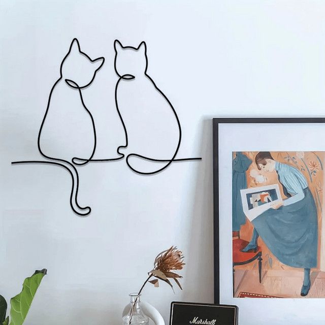 CIFbuy Katzenwanddekoration aus Metall in Schwarz – Elegante Vintage-Eisenkunst als Wandskulptur mit Retro-Muster - Bild 1