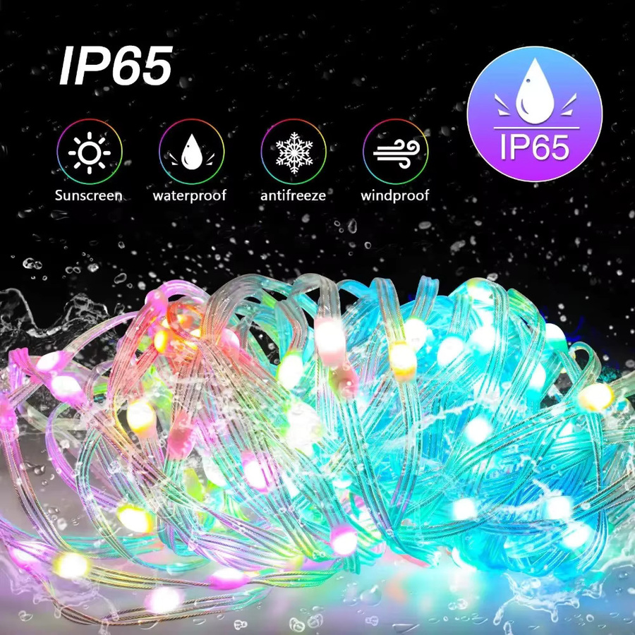 RGBIC LED Bluetooth Lichterkette mit USB-Anschluss für Weihnachtsbaum, Party und Hochzeit in Multicolor - Bild 5