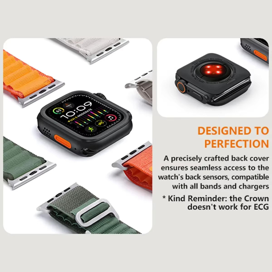 CAOWTAN Schutzhülle Legierung, Apple Watch Serie 9 8 7 6 5 4 SE, 45 mm 44 mm - Bild 2
