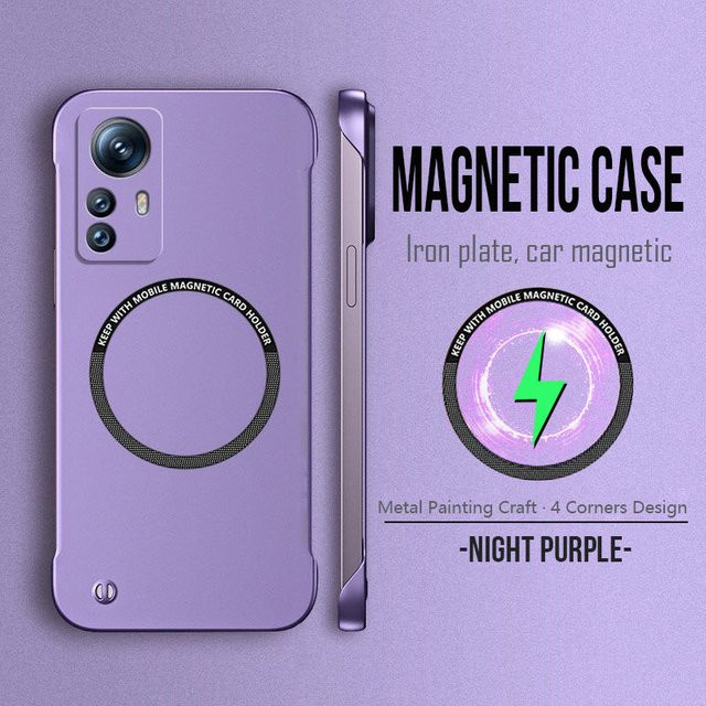 Magnetische Metallfarbe Handyhülle für Xiaomi in Purple, schlanke und rahmenlose Schutzhülle mit kabelloser Ladefunktion - Bild 1