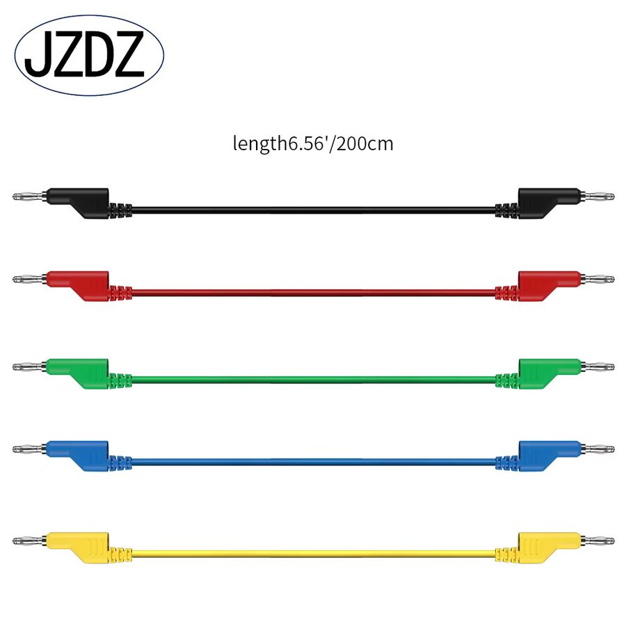 JZDZ Multimeter-Messleitungen Set mit 5 Bananensteckern auf Bananenstecker, 200 cm Länge, 4 mm Durchmesser, Mehrfarbig - Bild 2