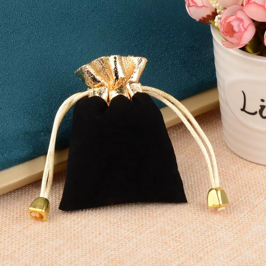 25 Stück Samtbeutel mit Kordelzug und goldfarbenem Rand für Schmuck und Geschenke in verschiedenen Größen, Blau und Gold - Bild 5