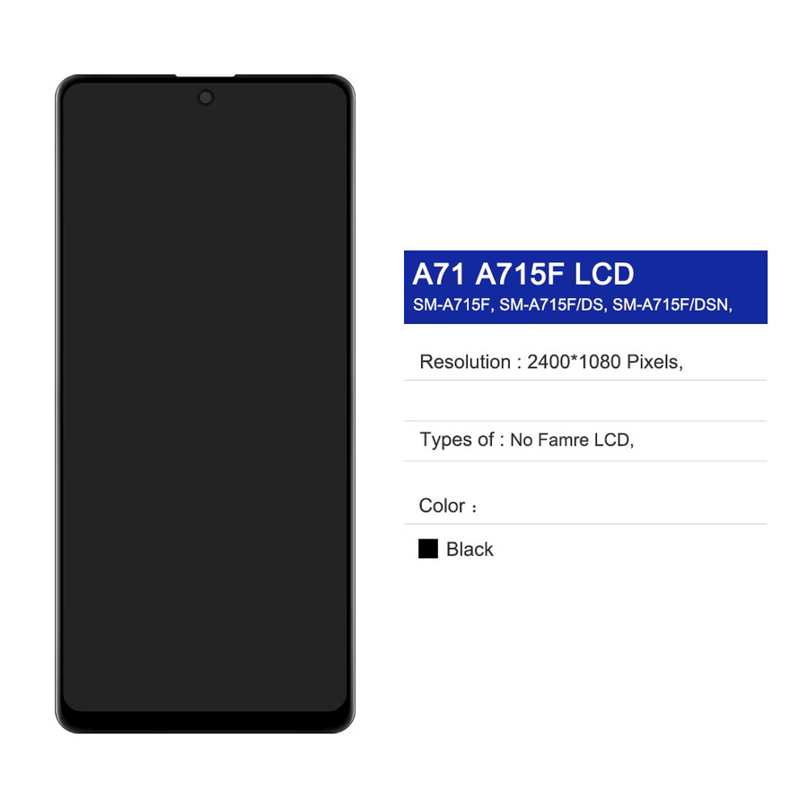 Samsung Galaxy A71 A715 LCD Display mit Rahmen in Schwarz als Ersatzbildschirm mit Digital Touch Screen - Bild 4