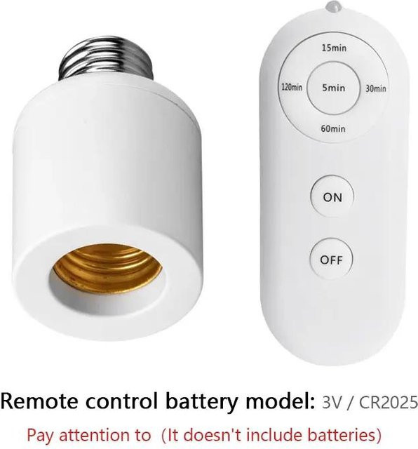 YJMP Super Lighting E27 Lampenfassung mit Fernbedienung und 5-stufigem Timer in Weiß - Bild 1