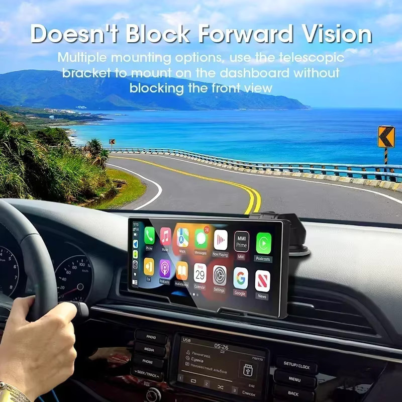 Srnubi 4K Dash Cam mit Carplay und Android Auto, Dual Len Recorder mit Navigation, WIFI und Bluetooth, Schwarz - Bild 4