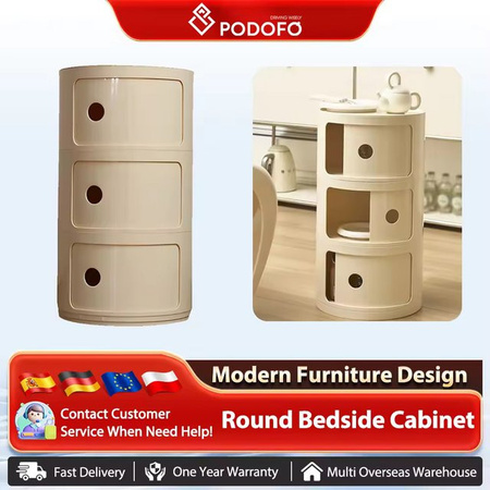 Podofo Runder Nachttisch im Skandinavischen Design aus Kunststoff für dein Schlafzimmer