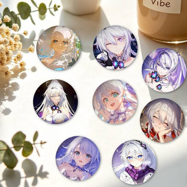 Honkai 3rd Kiana Brosche, Weiß, Weißblech - Bild 1