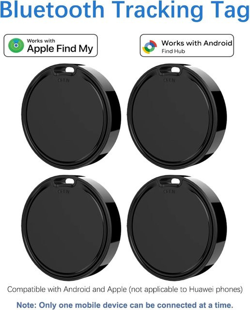 leapii Smart Tag Bluetooth Tracker in Schwarz für Apple Find My und Google Find Hub kompatibel mit Android und iOS zur Standortbestimmung von Haustieren und Autos - Bild 1