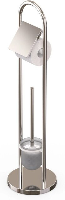 Freistehende WC Garnitur von Relaxdays aus Edelstahl in Silber, Höhe: 79 cm, Breite: 22 cm - Bild 1