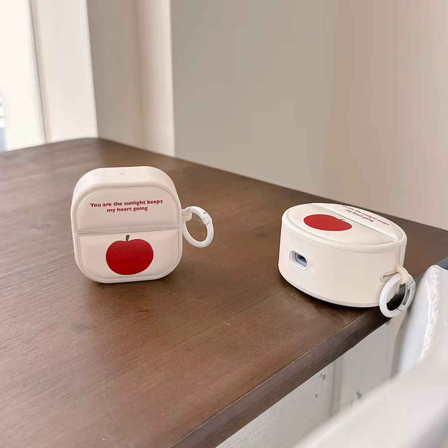 Stoßfeste Schutzhülle mit rotem Apfel-Design für Huawei FreeBuds 7i 6i SE3 2 Pro4 3 FreeClip 2 in Rot und Weiß - Bild 2