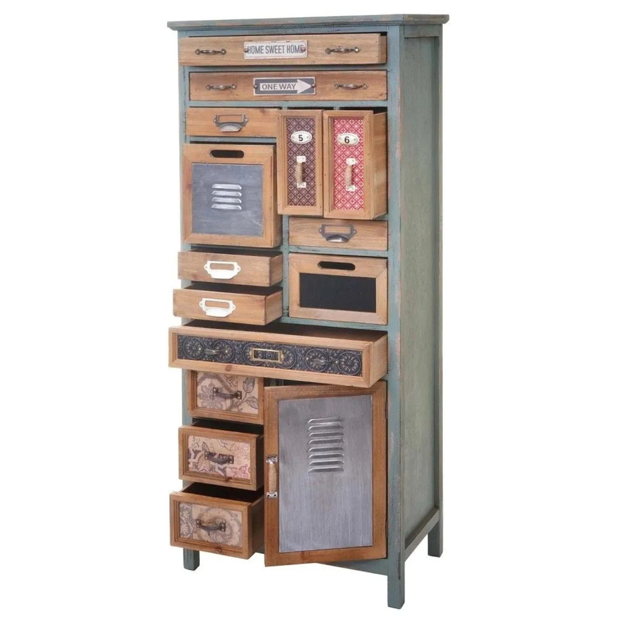 MCW Apotheker-Schrank A43 in Blau im Shabby-Chic-Design, B/H/T: 138 x 57 x 32 cm - Bild 2