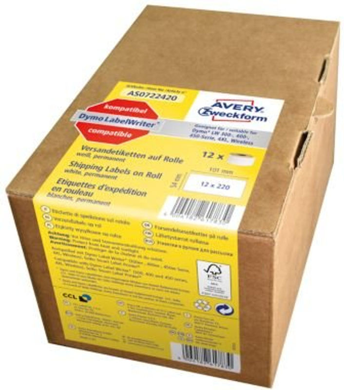 Avery Zweckform Versand Rollenetiketten aus weißem Papier, FSC zertifiziert, B: 101 mm, H: 54 mm - Bild 2
