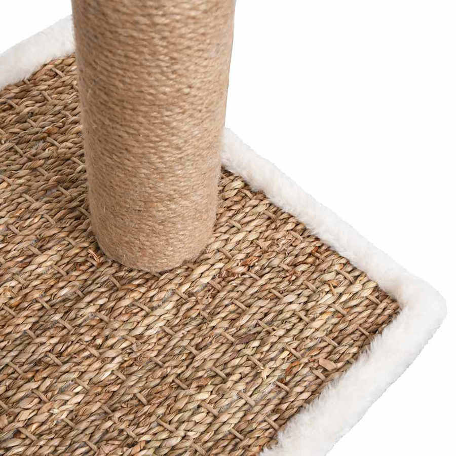vidaXL Katzenbaum mit Fellpflegebogen und Kratzsäule in Braun und Weiß mit integriertem Spielzeug - Bild 2