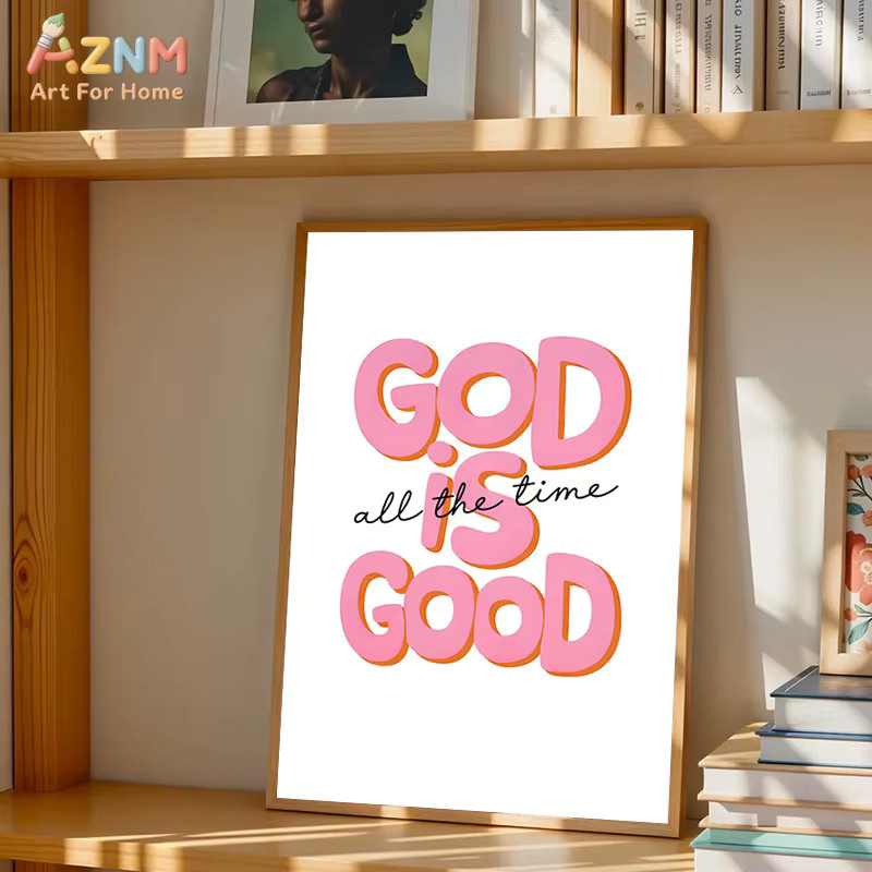 Modernes christliches Poster God Is Good All The Time von Kayou als Leinwanddruck in Pink mit Typografie zur Dekoration von Wohnzimmer, Schlafzimmer oder Flur - Bild 2